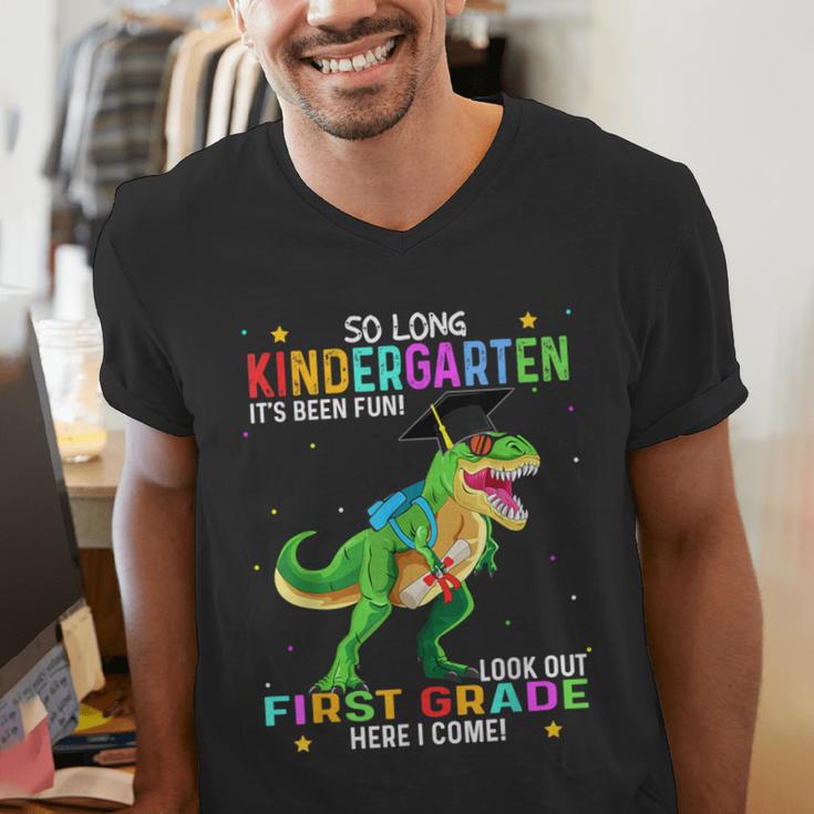 So Long Kindergarten Graduation Class 2025 Dinosaur Kids Men's V-Neck T-Shirt