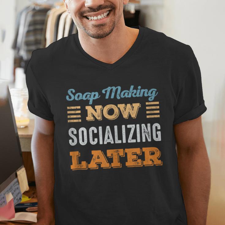 Soap Making Now Minimal Socializing Introvert Vintage Men's V-Neck T-Shirt Soap Making Now Minimal Socializing Introvert Vintage Men's V-Neck T-Shirt