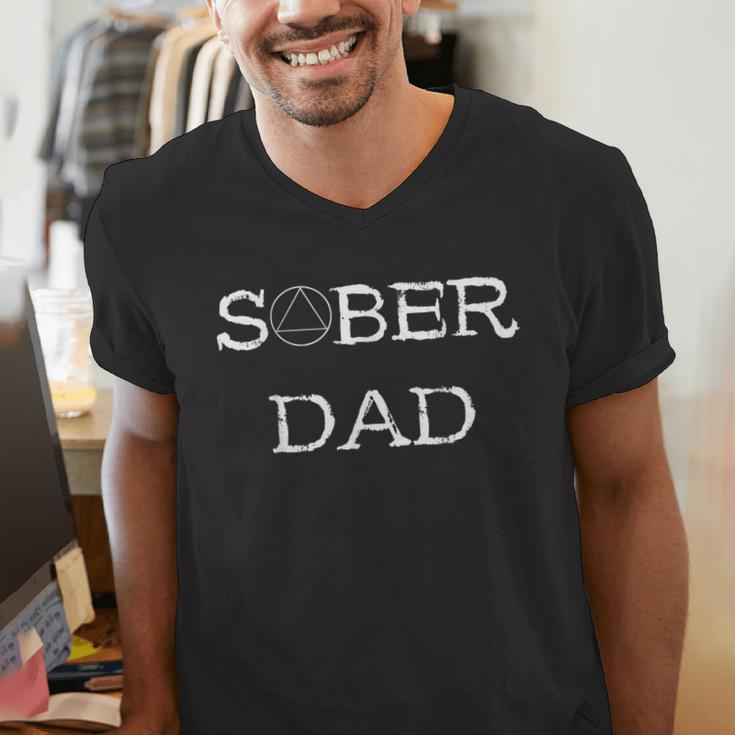 Sober Dad Sobriety Father Recover AA Anonymous Abstinence Men's V-Neck T-Shirt Sober Dad Sobriety Father Recover AA Anonymous Abstinence Men's V-Neck T-Shirt