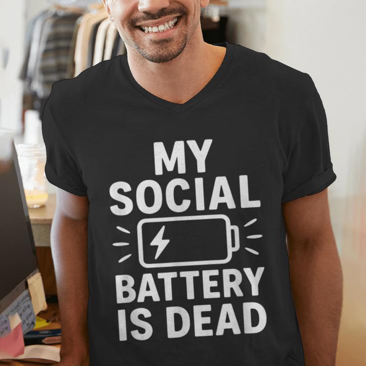 My Social Battery Is Dead Introvert Quote Men's V-Neck T-Shirt My Social Battery Is Dead Introvert Quote Men's V-Neck T-Shirt