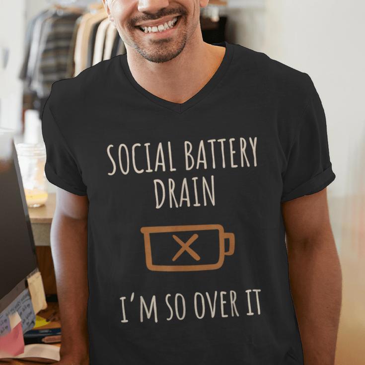 Social Battery Drain I'm So Over It Line Introverts Men's V-Neck T-Shirt Social Battery Drain I'm So Over It Line Introverts Men's V-Neck T-Shirt