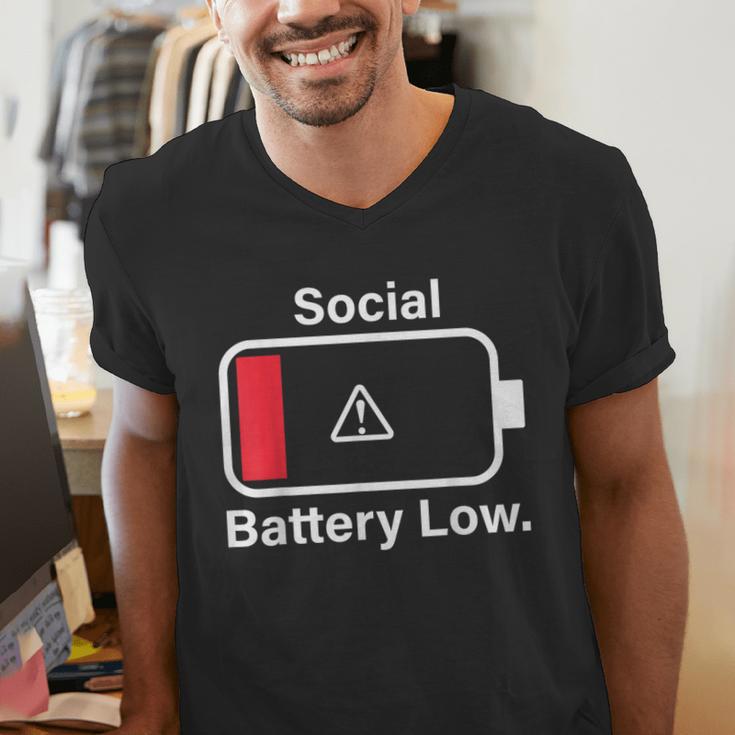 Social Battery Low Anti-Social Introvert Men's V-Neck T-Shirt Social Battery Low Anti-Social Introvert Men's V-Neck T-Shirt