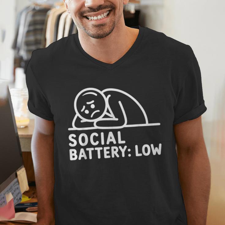 Social Battery Low Apparel Introvert Humor Men's V-Neck T-Shirt Social Battery Low Apparel Introvert Humor Men's V-Neck T-Shirt