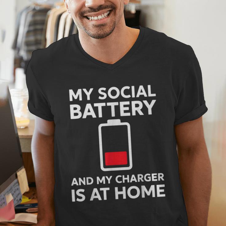 Social Battery Low Charger At Home Antisocial Introvert Men's V-Neck T-Shirt Social Battery Low Charger At Home Antisocial Introvert Men's V-Neck T-Shirt