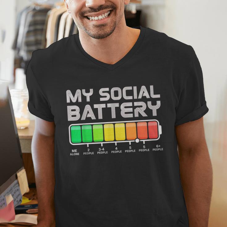 Social Battery Low Energy Antisocial Introvert Men's V-Neck T-Shirt
