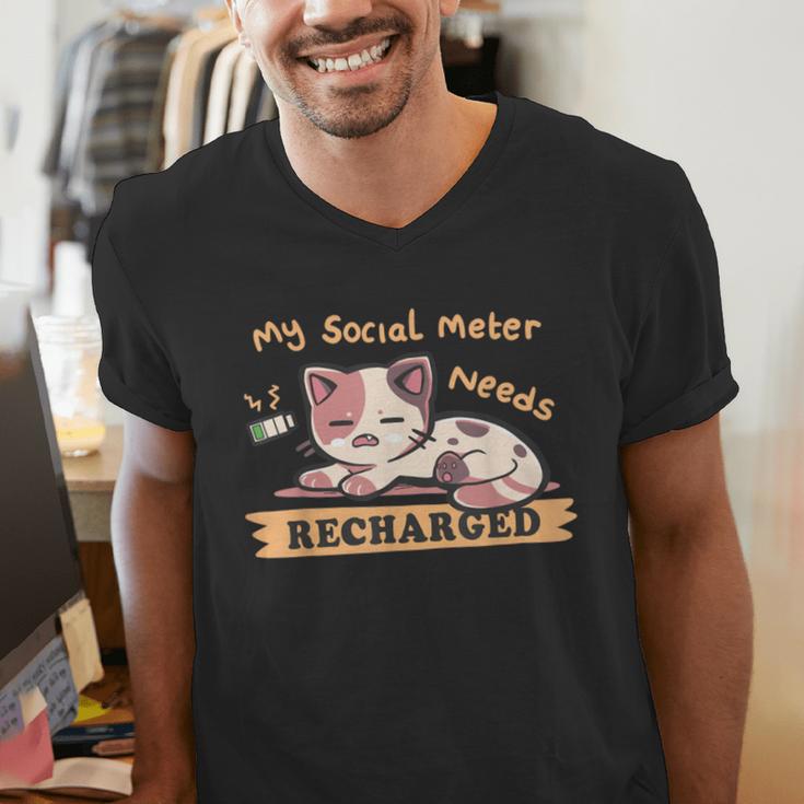 Social Meter Recharge Social Meter For Introverts Men's V-Neck T-Shirt Social Meter Recharge Social Meter For Introverts Men's V-Neck T-Shirt