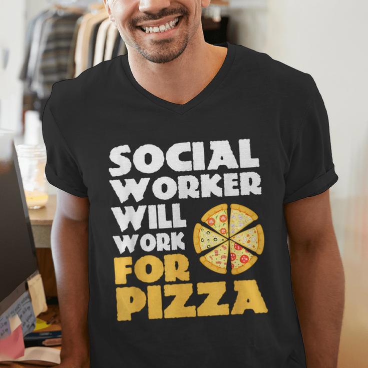 Social Worker Will Work For Pizza Graduation Men's V-Neck T-Shirt