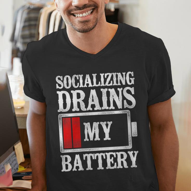 Socializing Drains My Battery Introvert Men's V-Neck T-Shirt