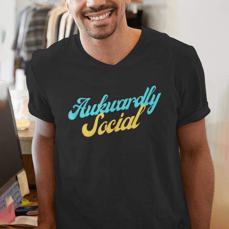 Socially Awkward Introvert Retro Anxious Awkwardly Social Men's V-Neck T-Shirt