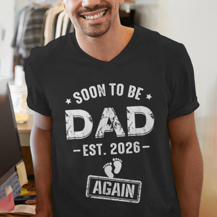 Soon To Be Dad Again Promoted To Dad Again 2026 Men's V-Neck T-Shirt