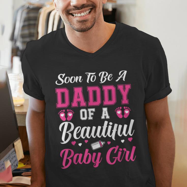 Soon To Be A Daddy Of A Beautiful Baby Girl Baby Shower Men's V-Neck T-Shirt Soon To Be A Daddy Of A Beautiful Baby Girl Baby Shower Men's V-Neck T-Shirt