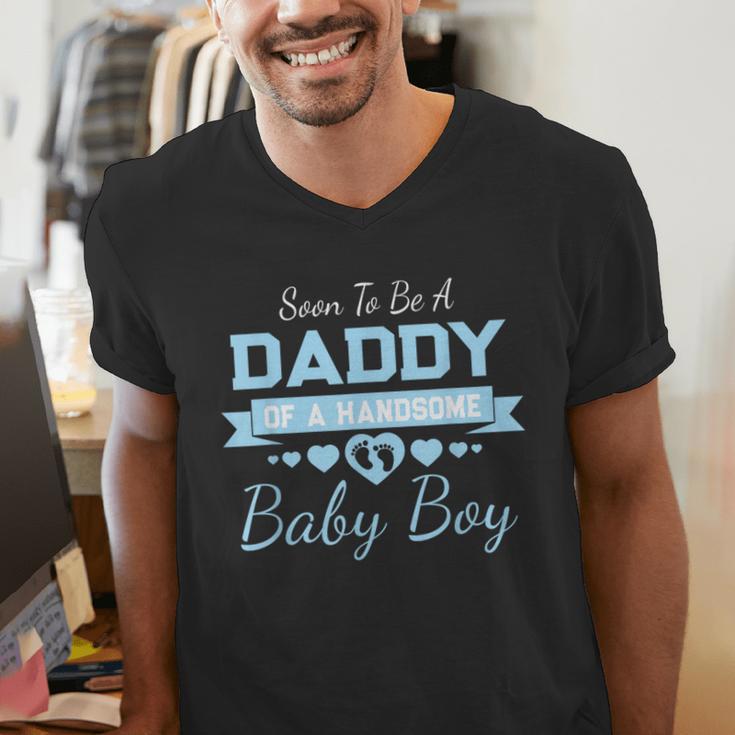 Soon To Be A Daddy Of a Handsome Baby Boy Announcement Men's V-Neck T-Shirt