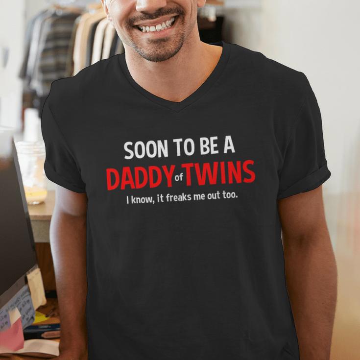 Soon To Be A Daddy Of Twins Expecting Father Men's V-Neck T-Shirt