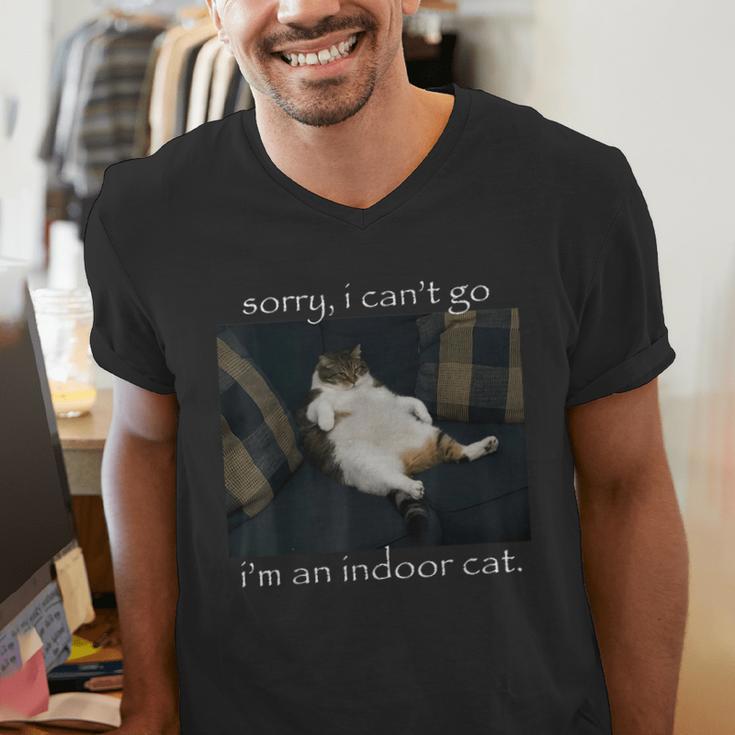 Sorry I Can’t Go I’m An Indoor Cat Introvert Meme Men's V-Neck T-Shirt Sorry I Can’t Go I’m An Indoor Cat Introvert Meme Men's V-Neck T-Shirt