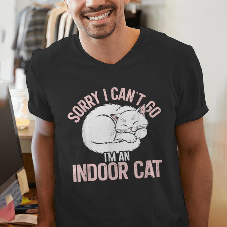 Sorry I Can't Go I'm An Indoor Cat Lazy Humor Introvert Cat Men's V-Neck T-Shirt Sorry I Can't Go I'm An Indoor Cat Lazy Humor Introvert Cat Men's V-Neck T-Shirt