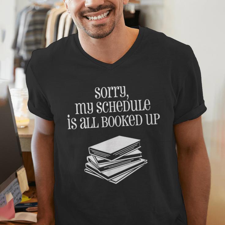 Sorry I'm All Booked Up Book Lover Librarian And Teacher Men's V-Neck T-Shirt