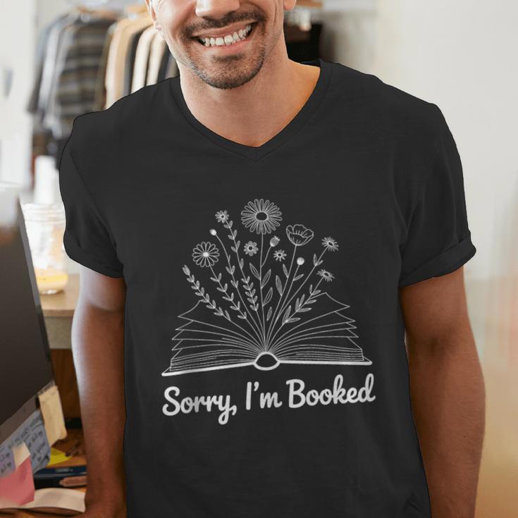 Sorry I'm Booked Floral Book Love Cozy Bookworm Reading Men's V-Neck T-Shirt Sorry I'm Booked Floral Book Love Cozy Bookworm Reading Men's V-Neck T-Shirt