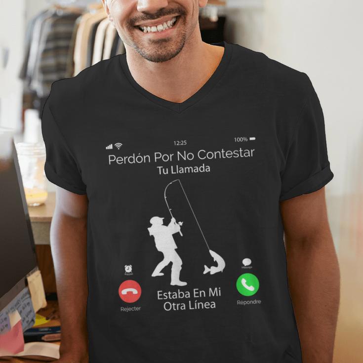 Sorry Missed Call Fisher Dad In Spanish Men's V-Neck T-Shirt