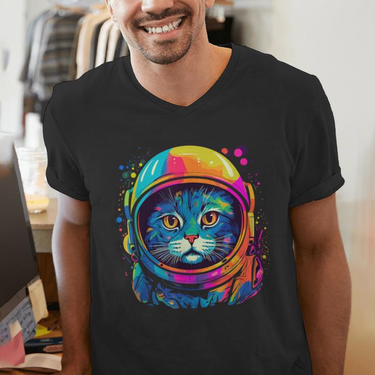Space Cat Mom Cat Dad Men Women Kids Astronaut Space Men's V-Neck T-Shirt