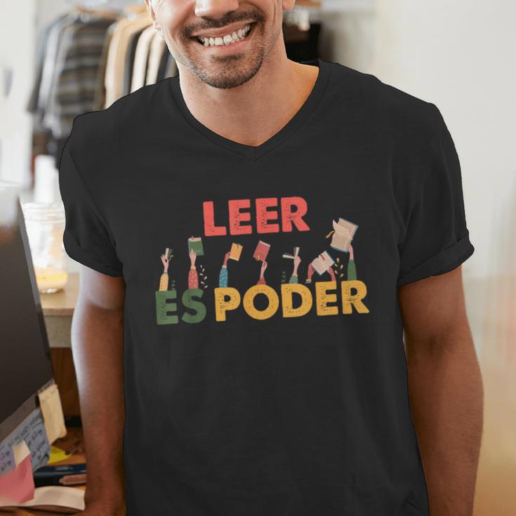 Spanish Reading Book Lover Teacher Maestra Leer Es Poder For Men Women Men's V-Neck T-Shirt Spanish Reading Book Lover Teacher Maestra Leer Es Poder For Men Women Men's V-Neck T-Shirt