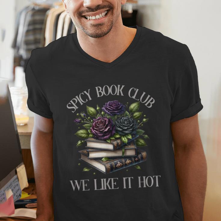 Spicy Book Club Dark Romance Lover Spicy Bookish Merch Goth Men's V-Neck T-Shirt Spicy Book Club Dark Romance Lover Spicy Bookish Merch Goth Men's V-Neck T-Shirt