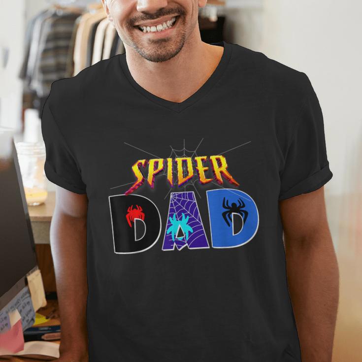 Spider Dad Shirt Birthday Fathers Day Halloween Costumes Pjs Men's V-Neck T-Shirt