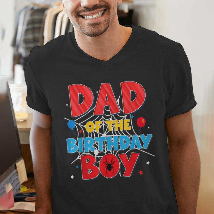 Spider Web Family Matching Dad Of The Birthday Boy Men's V-Neck T-Shirt Spider Web Family Matching Dad Of The Birthday Boy Men's V-Neck T-Shirt