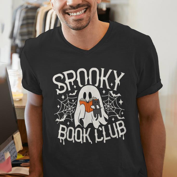 Spooky Book Club Cute Ghost Reading Book Halloween Costume Men's V-Neck T-Shirt