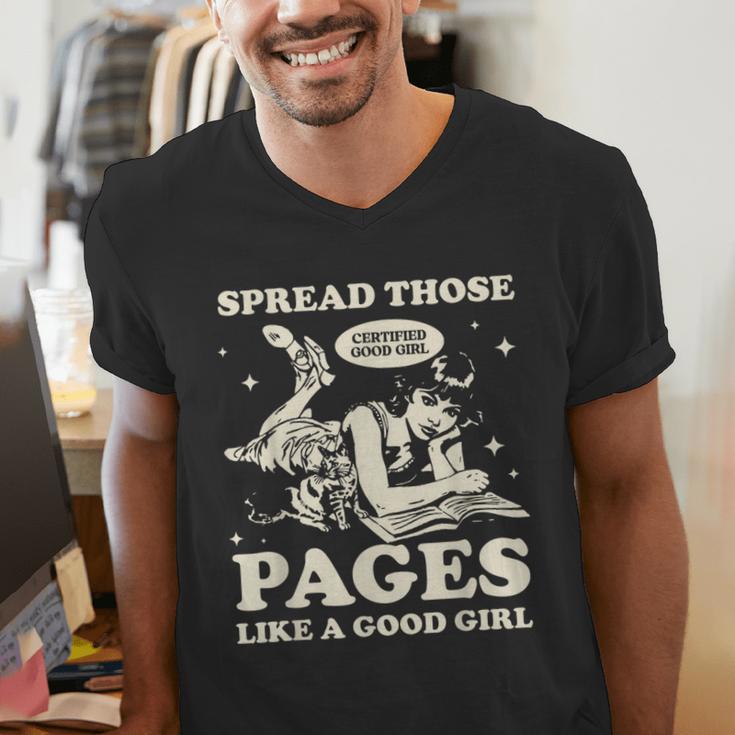 Spread Those Pages Like A Good Girl Shirt Smutty Spicy Book Men's V-Neck T-Shirt