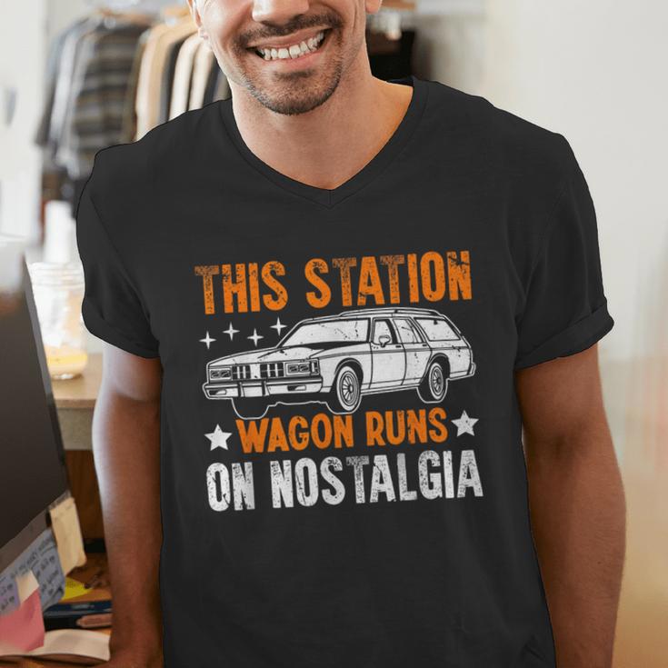 This Station Wagon Runs On Nostalgia Wagon Men's V-Neck T-Shirt