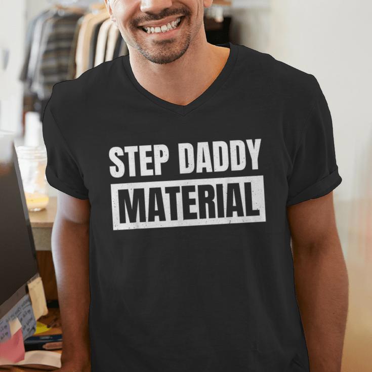 Step Dad Father Family Step Daddy Material -Adults Male Short Sleeve T-Shirt Novelty-T-Shirts Small Men's V-Neck T-Shirt