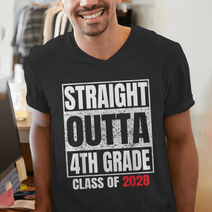Straight Outta 4th Grade Graduation Class 2028 Fourth Grade Men's V-Neck T-Shirt