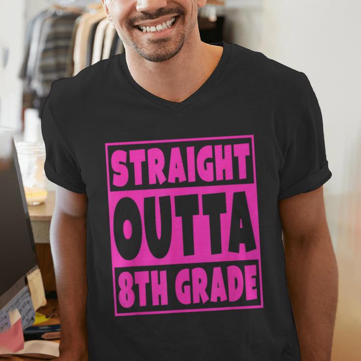 Straight Outta 8th Grade Graduation Eighth Grade T-Shirt Men's V-Neck T-Shirt