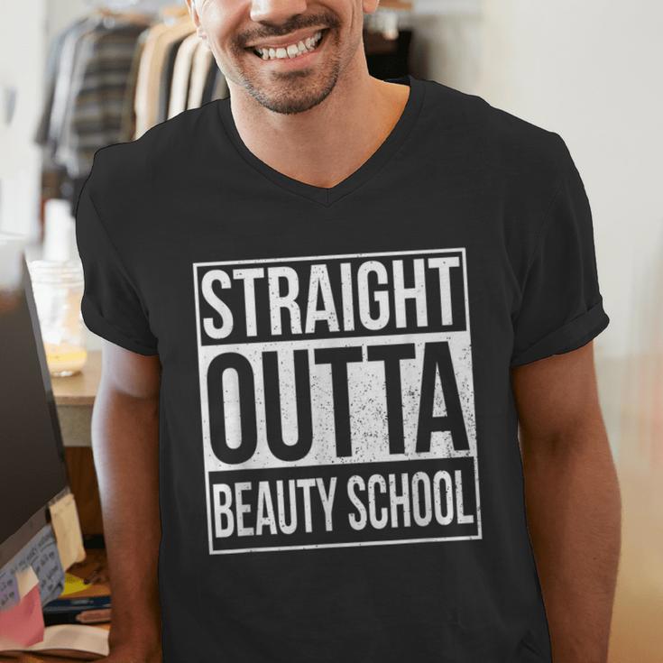 Straight Outta Beauty School Graduation Distressed Men's V-Neck T-Shirt