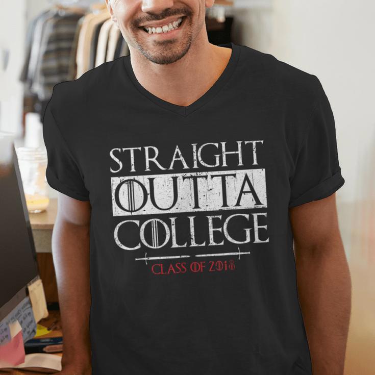 Straight Outta College Shirt Class Of 2018 Graduation Men's V-Neck T-Shirt