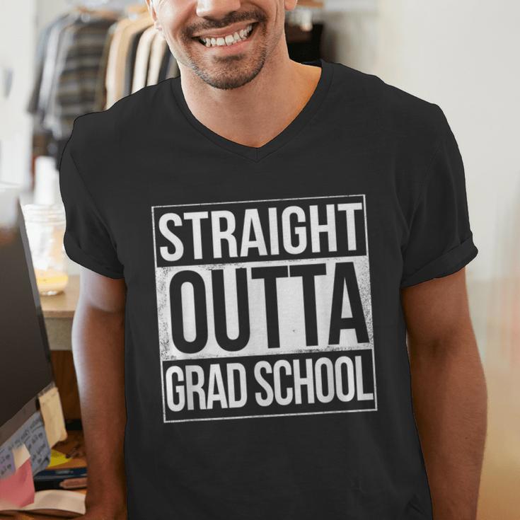 Straight Outta Grad School GraduationShirt Gift Men's V-Neck T-Shirt