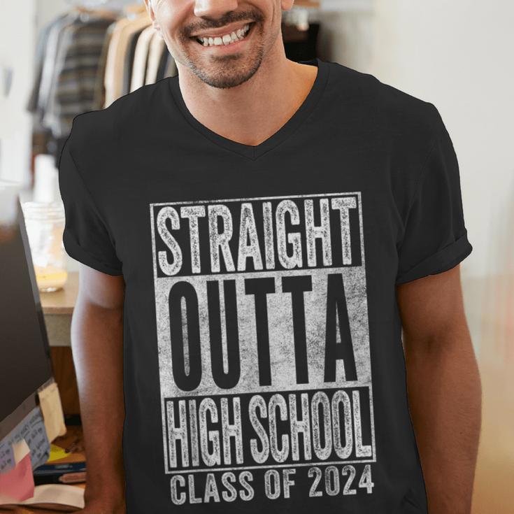 STRAIGHT OUTTA HIGH SCHOOL Graduation Class Of 2024 Senior Men's V-Neck T-Shirt