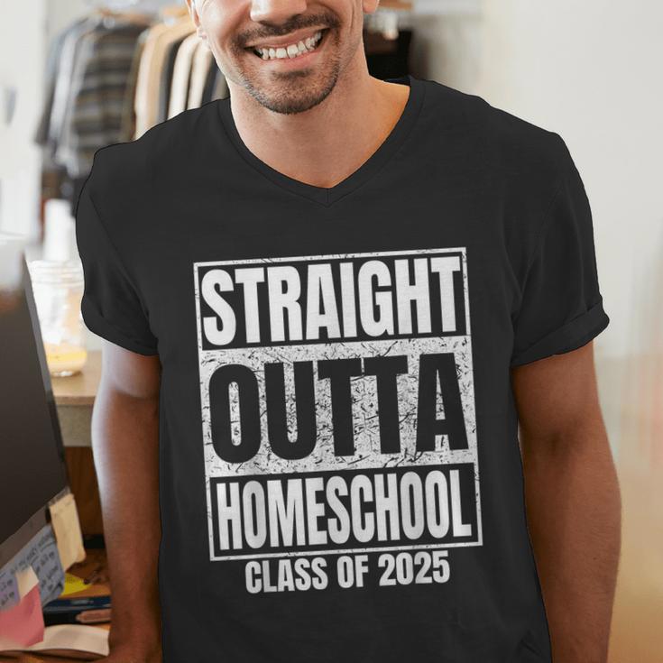 Straight Outta Homeschool Class 2025 Boys Kids Graduation Men's V-Neck T-Shirt
