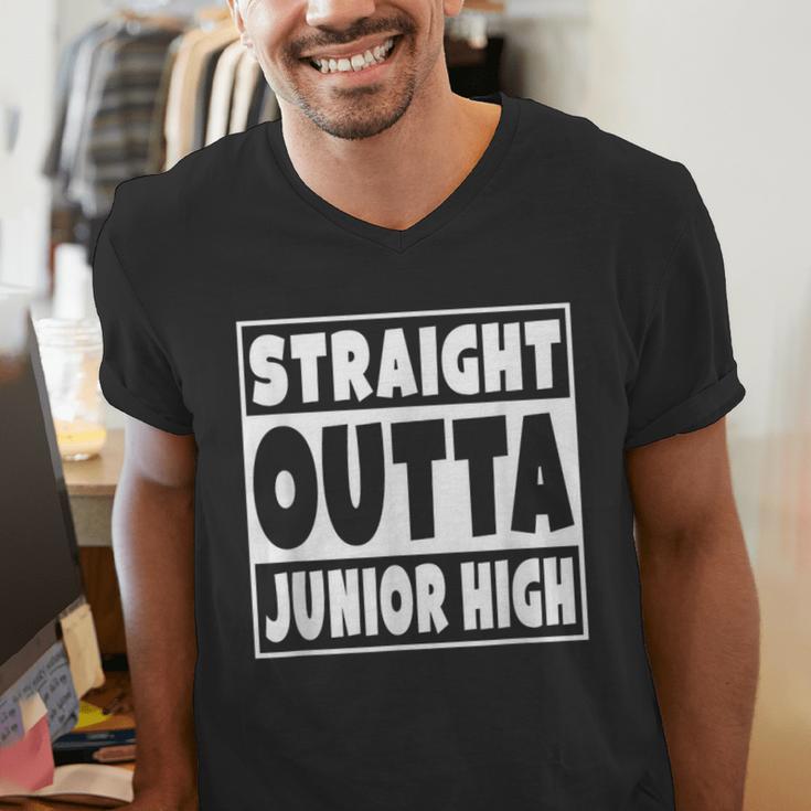 Straight Outta Junior High 8th Grade Graduation Men's V-Neck T-Shirt