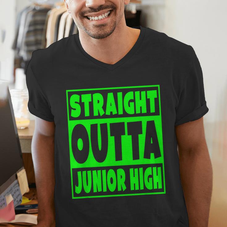 Straight Outta Junior High School Graduation T-Shirt Men's V-Neck T-Shirt