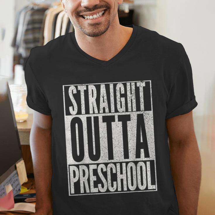 STRAIGHT OUTTA PRESCHOOL GIFT Grad Graduation Kids Men's V-Neck T-Shirt