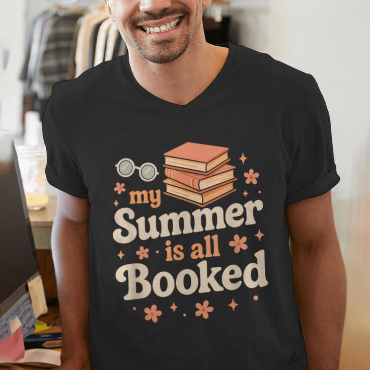 My Summer Is All Booked Book Lover Reading Vacation 2025 Men's V-Neck T-Shirt