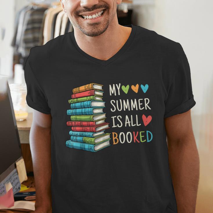 My Summer Is All Booked Book Reading Book Lover Men's V-Neck T-Shirt