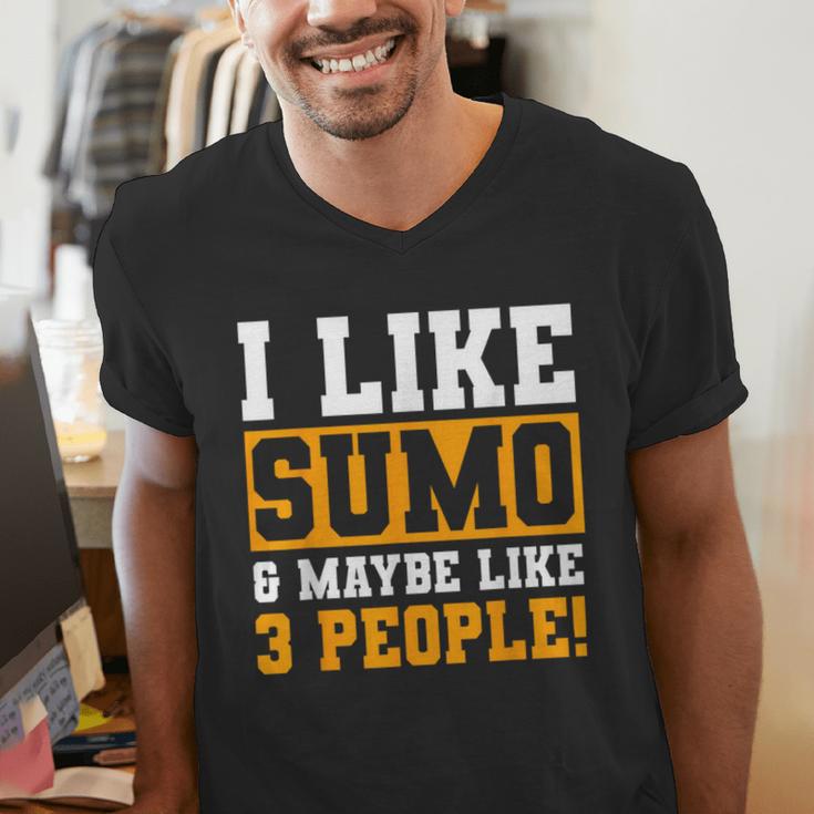 Sumo Wrestling Introvert Wrestler Sumotori Japanese Sport Men's V-Neck T-Shirt