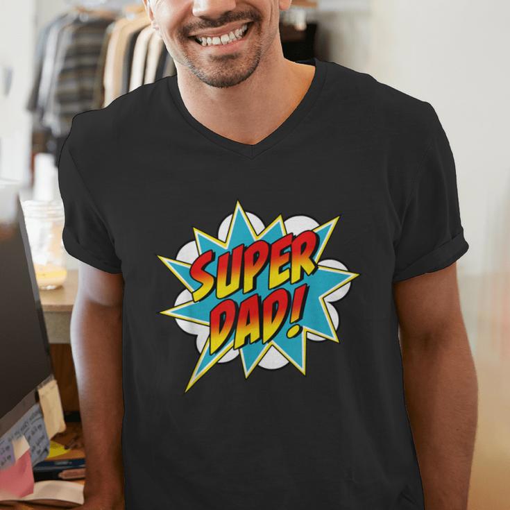 Super Dad Comic Book Superhero Father's Day Men's V-Neck T-Shirt