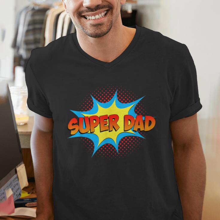Super Dad Family Matching Superhero Comics Set Fathers Day Men's V-Neck T-Shirt