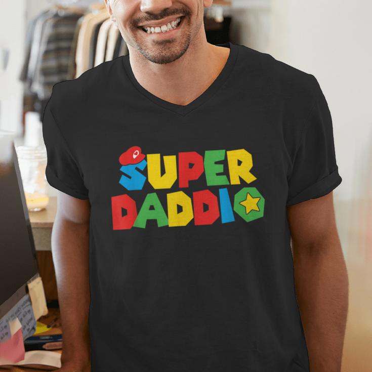 Super Gamer Dad Unleashed Celebrating Fatherly Powers Men's V-Neck T-Shirt