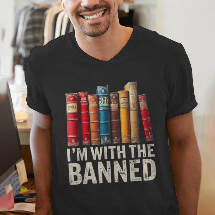 Support Banned Books Freedom I'm With The Banned Men's V-Neck T-Shirt