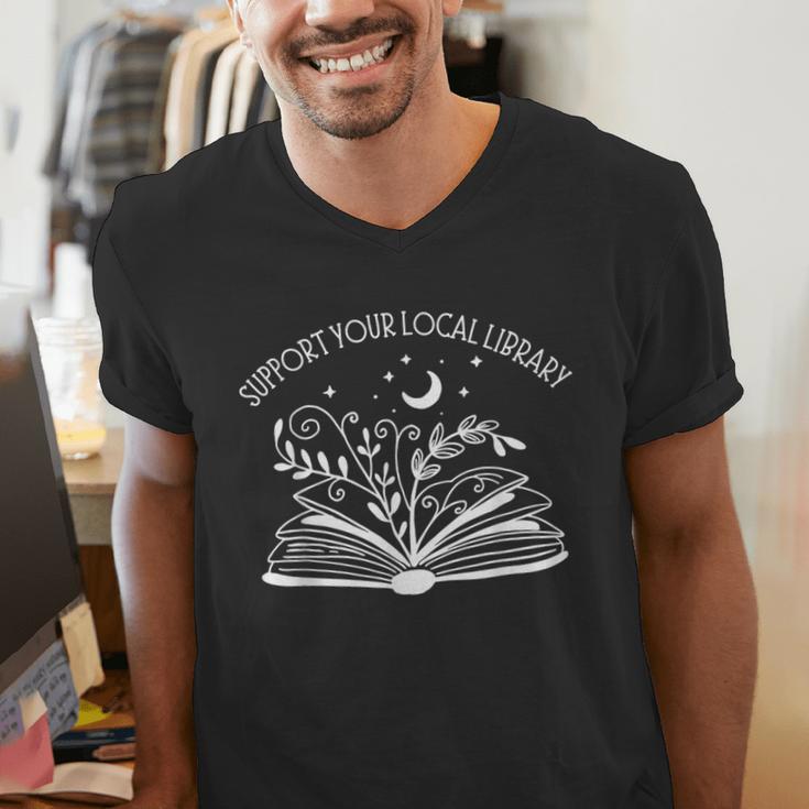 Support Your Local Library Book Reading Books Men's V-Neck T-Shirt Support Your Local Library Book Reading Books Men's V-Neck T-Shirt