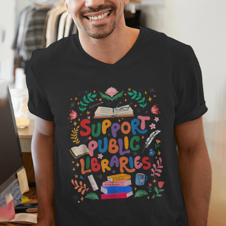Support Public Libraries Book Nerd Outfit For Book Lovers Men's V-Neck T-Shirt Support Public Libraries Book Nerd Outfit For Book Lovers Men's V-Neck T-Shirt